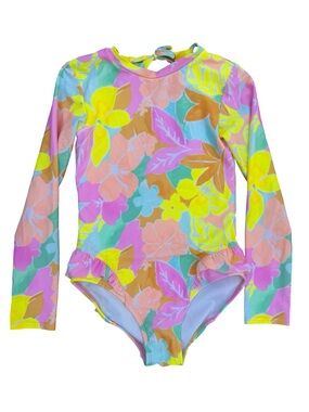 Cat & Jack Floral Long-Sleeve Rash Guard Swimsuit - Multi